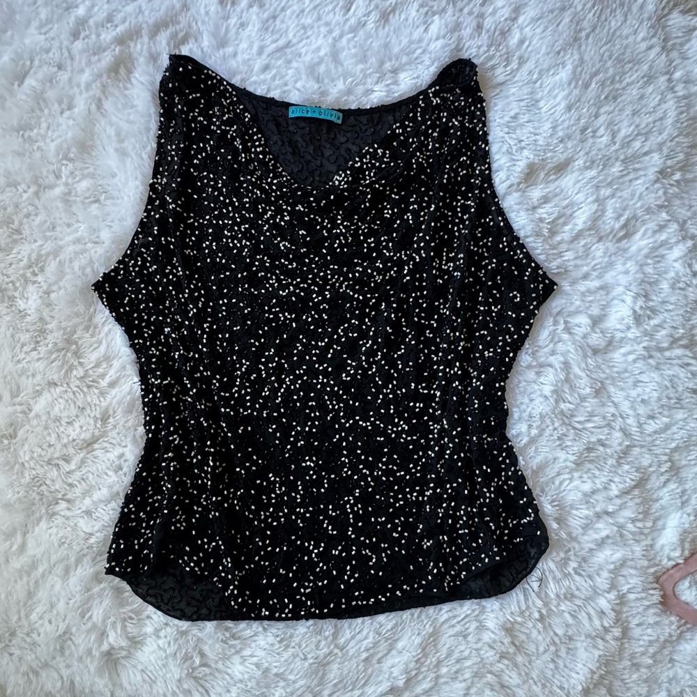 Alice + Olivia Black Fitted Sleeveless Tank Top